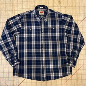Wrangler Indigo blue plaid  heavy twill shirt, size L, classic premium quality